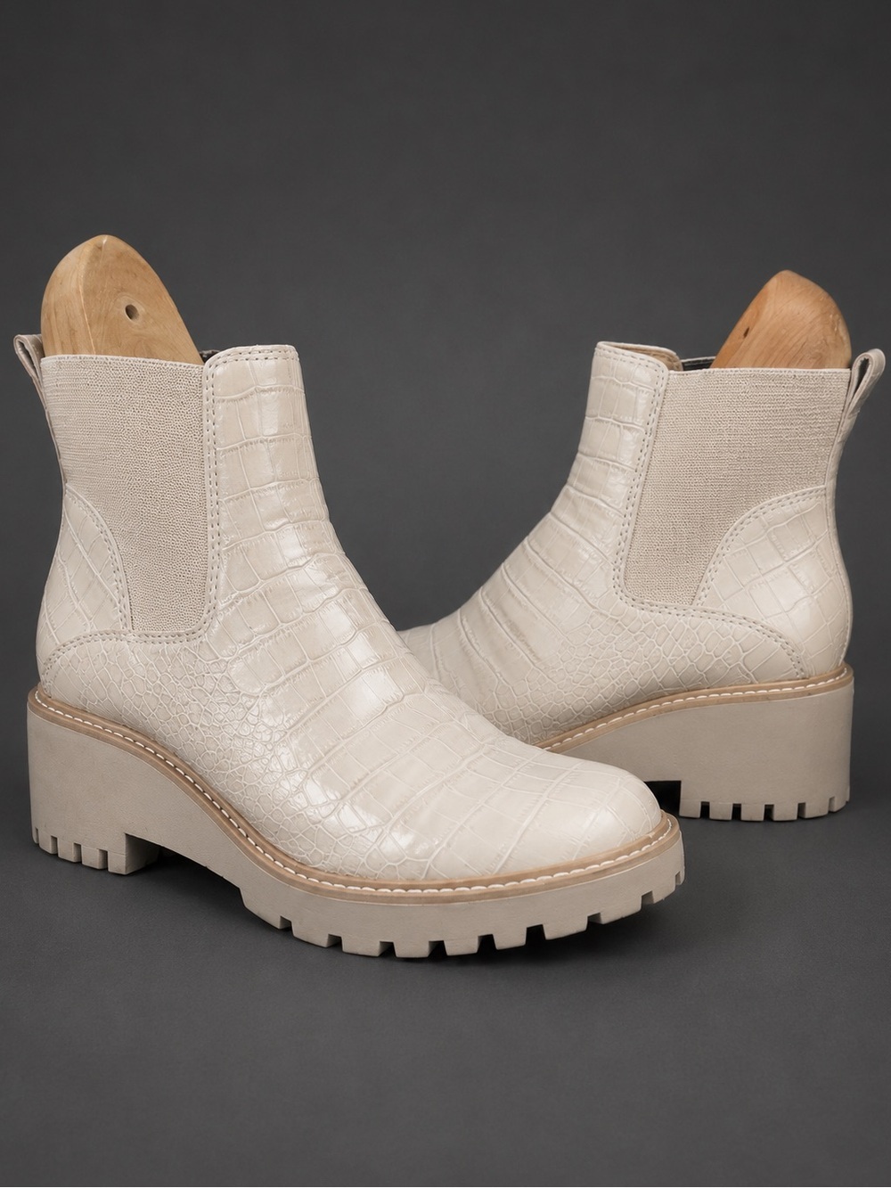 Dolce Vita Haddie Wedge Chelsea Boots in white snakeskin